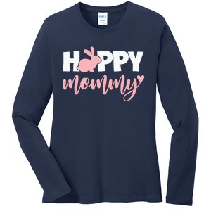 Happy Mommy Cute Bunny Ladies Long Sleeve Shirt