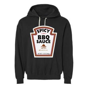 Halloween Matching Costume Spicy Bbq Sauce Bottle Label Garment-Dyed Fleece Hoodie