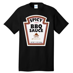 Halloween Matching Costume Spicy Bbq Sauce Bottle Label Tall T-Shirt