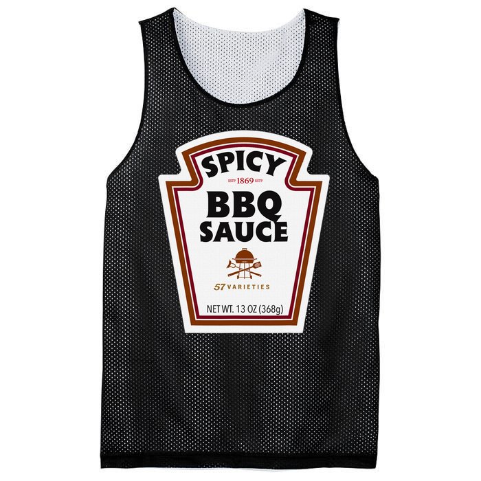 Halloween Matching Costume Spicy Bbq Sauce Bottle Label Mesh Reversible Basketball Jersey Tank