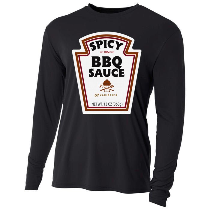 Halloween Matching Costume Spicy Bbq Sauce Bottle Label Cooling Performance Long Sleeve Crew