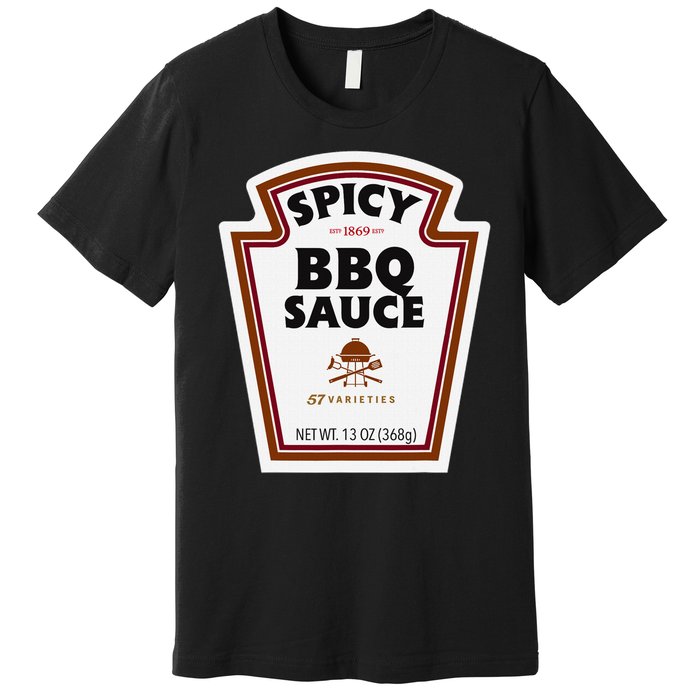 Halloween Matching Costume Spicy Bbq Sauce Bottle Label Premium T-Shirt