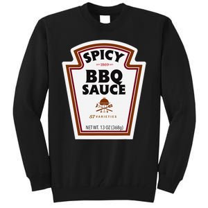 Halloween Matching Costume Spicy Bbq Sauce Bottle Label Tall Sweatshirt