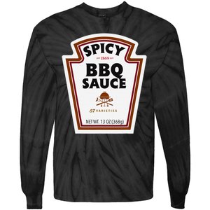 Halloween Matching Costume Spicy Bbq Sauce Bottle Label Tie-Dye Long Sleeve Shirt