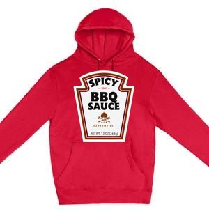 Halloween Matching Costume Spicy Bbq Sauce Bottle Label Premium Pullover Hoodie