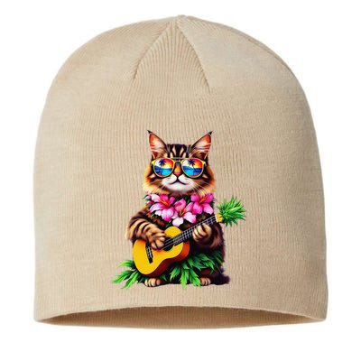 Hawaiian Maine Coon Cat Pineapple Ukulele Summer Vacation Sustainable Beanie