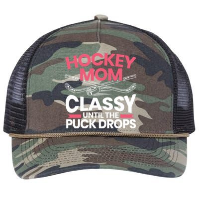 Hockey Mom Classy Until The Puck Drops Mothers Day Cute Gift Retro Rope Trucker Hat Cap