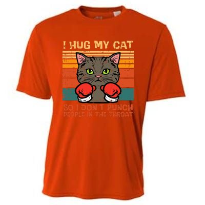 Hug My Cat So I Dont Punch Retro Kitten Pet Owner Cooling Performance Crew T-Shirt