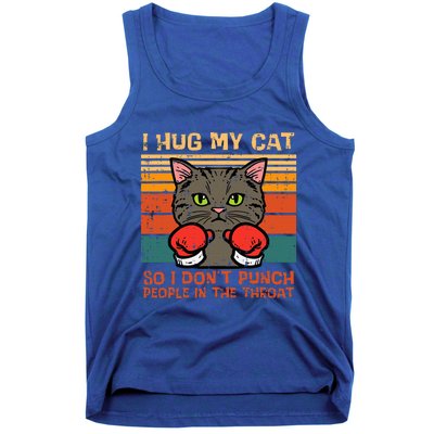 Hug My Cat So I Dont Punch Retro Kitten Pet Owner Tank Top