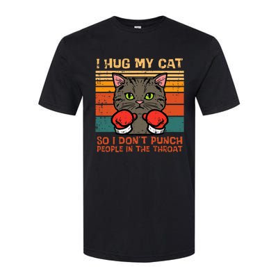 Hug My Cat So I Dont Punch Retro Kitten Pet Owner Softstyle CVC T-Shirt