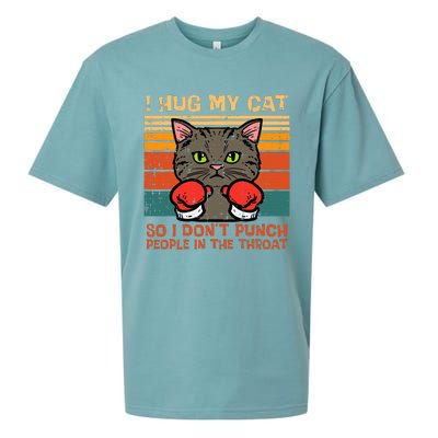 Hug My Cat So I Dont Punch Retro Kitten Pet Owner Sueded Cloud Jersey T-Shirt