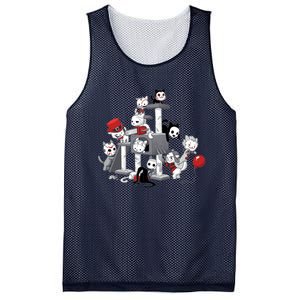 Horror Movies Cat Funny Halloween Mesh Reversible Basketball Jersey Tank