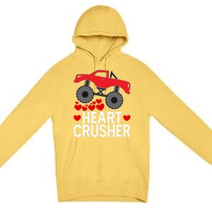 Heart Monstergifttruck Crusher Valentines Day Cute Cool Gift Premium Pullover Hoodie