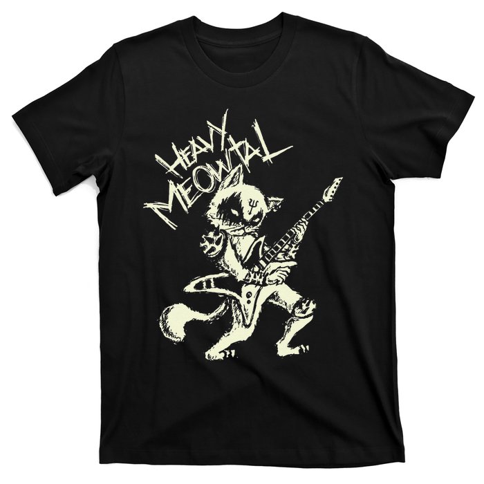 Heavy Metal Cats Gift Clothing Guitar Playing Cat Gothic T-Shirt