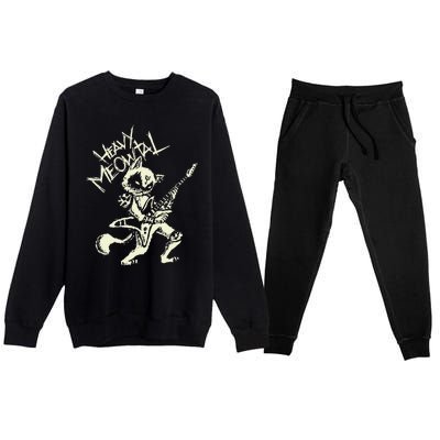 Heavy Metal Cats Gift Clothing Guitar Playing Cat Gothic Premium Crewneck Sweatsuit Set