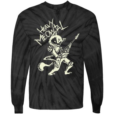 Heavy Metal Cats Gift Clothing Guitar Playing Cat Gothic Tie-Dye Long Sleeve Shirt