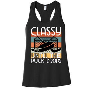 Hockey Mom Classy Until The Puck Drops Women's Racerback Tank