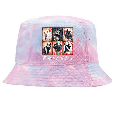 Horror Movies Cat Scary Funny Halloween Cat Tie-Dyed Bucket Hat