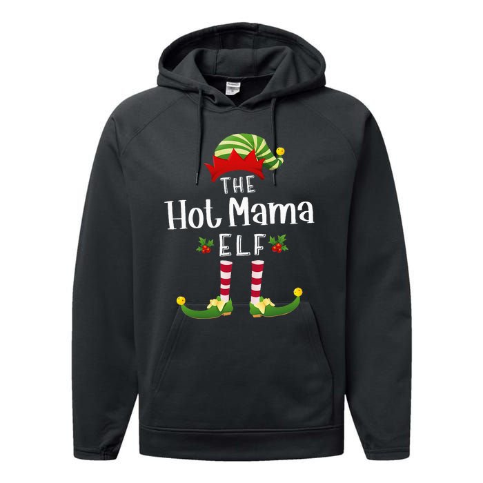 Hot Mama Christmas Elf Matching Pajama XMas Party  Performance Fleece Hoodie