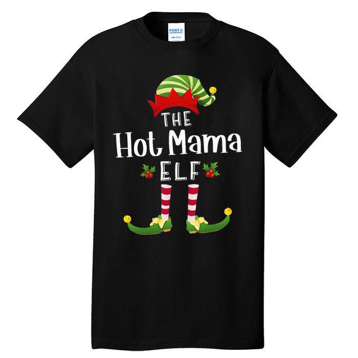 Hot Mama Christmas Elf Matching Pajama XMas Party  Tall T-Shirt