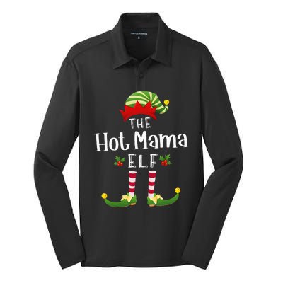 Hot Mama Christmas Elf Matching Pajama XMas Party  Silk Touch Performance Long Sleeve Polo