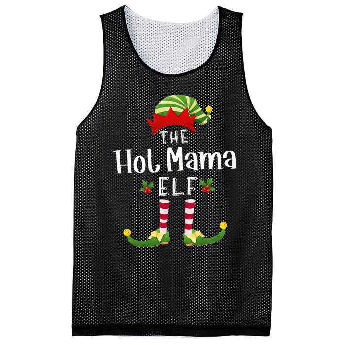 Hot Mama Christmas Elf Matching Pajama XMas Party  Mesh Reversible Basketball Jersey Tank