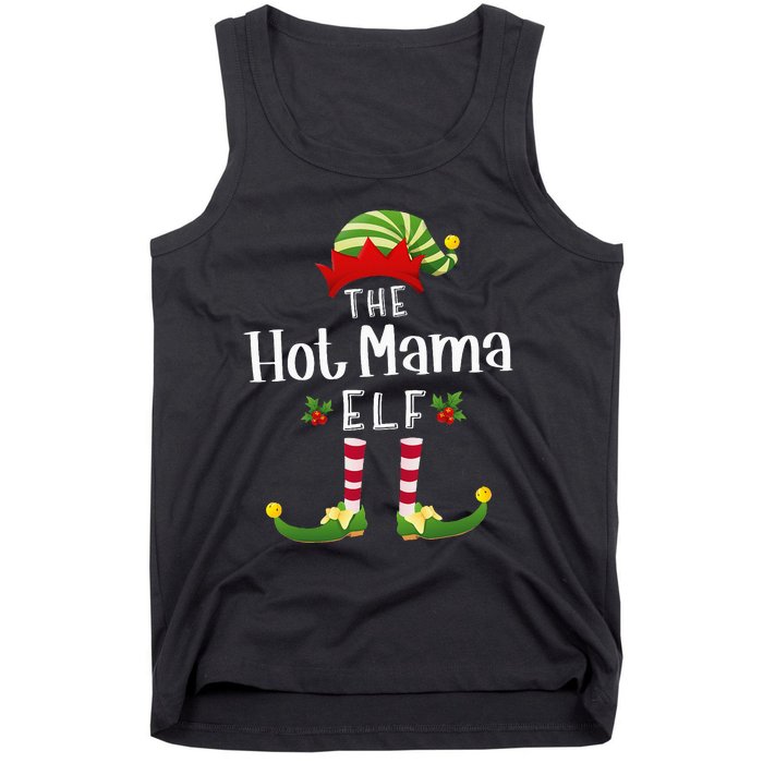 Hot Mama Christmas Elf Matching Pajama XMas Party  Tank Top