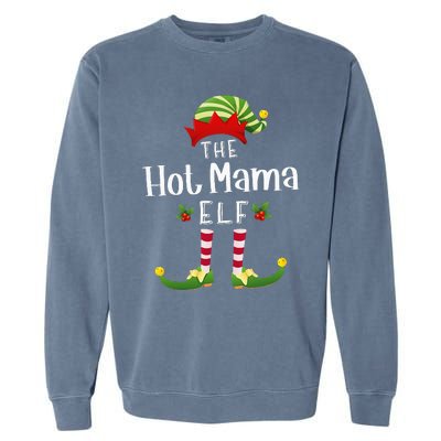 Hot Mama Christmas Elf Matching Pajama XMas Party  Garment-Dyed Sweatshirt