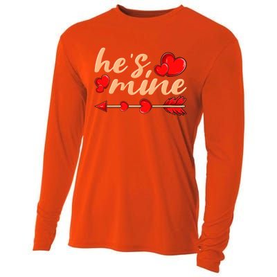 He's Mine Couple Valentine's Day Great Gift Cooling Performance Long Sleeve Crew