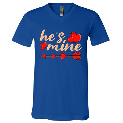 He's Mine Couple Valentine's Day Great Gift V-Neck T-Shirt