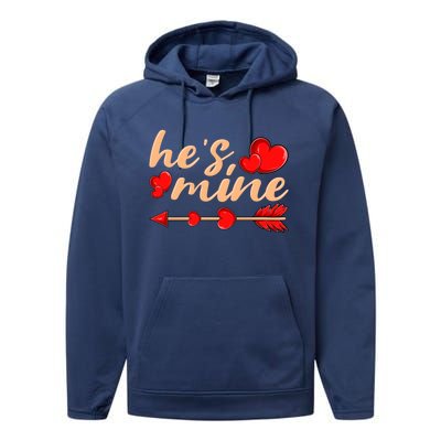 He's Mine Couple Valentine's Day Great Gift Performance Fleece Hoodie