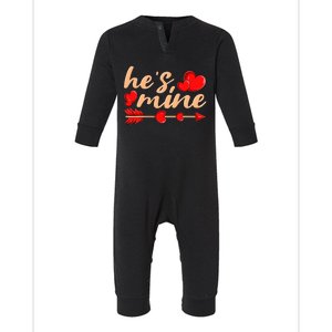 He's Mine Couple Valentine's Day Gift Infant Fleece One Piece