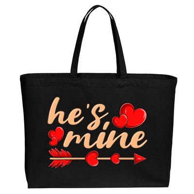 He's Mine Couple Valentine's Day Gift Cotton Canvas Jumbo Tote