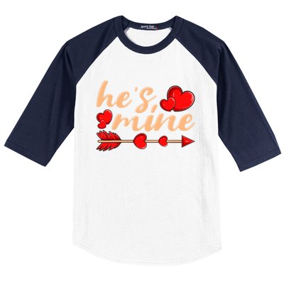 He's Mine Couple Valentine's Day Gift Baseball Sleeve Shirt