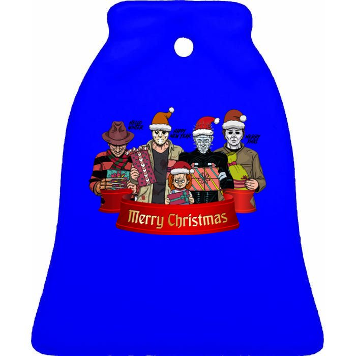 Horror Merry Christmas Halloween Friends Funny Costume Great Gift Ceramic Bell Ornament