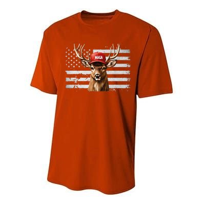 Hunting Maga Camouflage Usa Flag Deer Hunting Season Performance Sprint T-Shirt