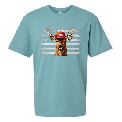 Hunting Maga Camouflage Usa Flag Deer Hunting Season Sueded Cloud Jersey T-Shirt