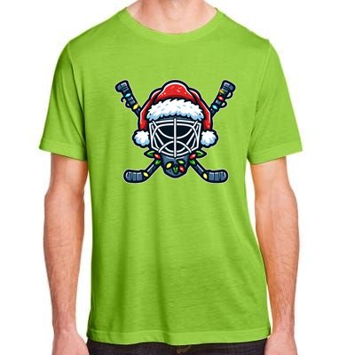 Hockey Mask Christmas Santa Hat With Xmas Lights Gift Adult ChromaSoft Performance T-Shirt