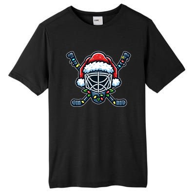 Hockey Mask Christmas Santa Hat With Xmas Lights Gift Tall Fusion ChromaSoft Performance T-Shirt