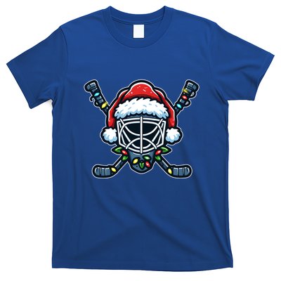 Hockey Mask Christmas Santa Hat With Xmas Lights Gift T-Shirt