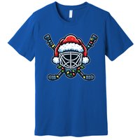 Hockey Mask Christmas Santa Hat With Xmas Lights Gift Premium T-Shirt