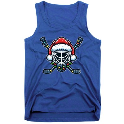 Hockey Mask Christmas Santa Hat With Xmas Lights Gift Tank Top