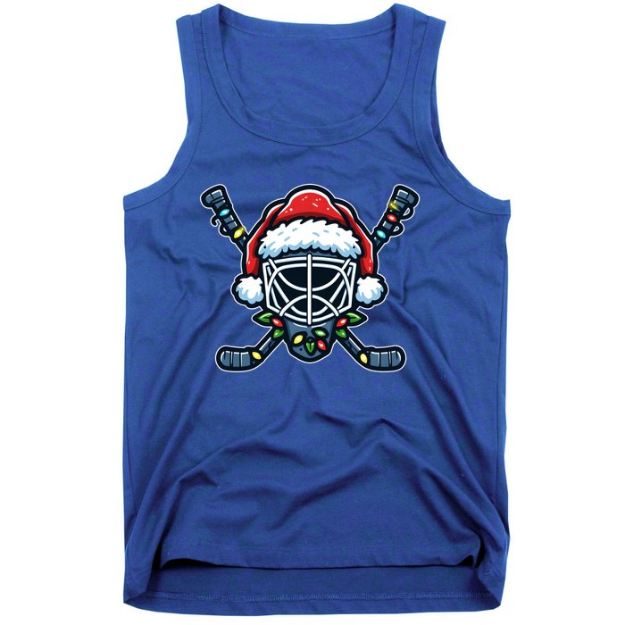 Hockey Mask Christmas Santa Hat With Xmas Lights Gift Tank Top