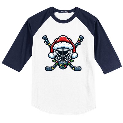 Hockey Mask Christmas Santa Hat With Xmas Lights Gift Baseball Sleeve Shirt