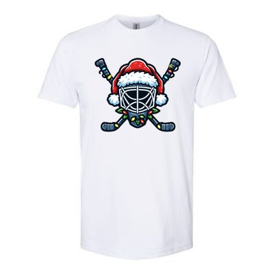 Hockey Mask Christmas Santa Hat With Xmas Lights Gift Softstyle CVC T-Shirt