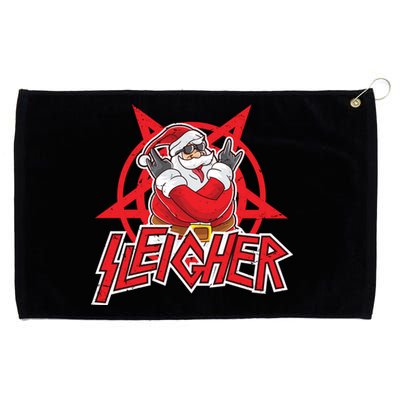 Heavy Metal Christmas Sleigher Hail Santa Claus Rock Music Gift Grommeted Golf Towel