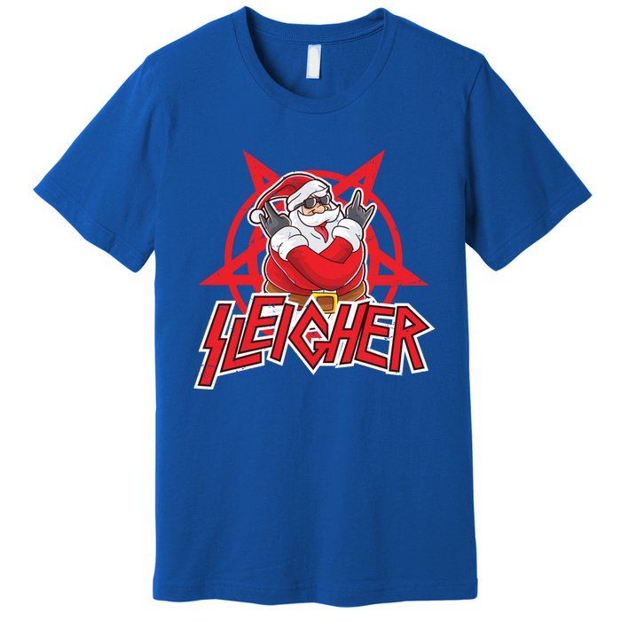 Heavy Metal Christmas Sleigher Hail Santa Claus Rock Music Gift Premium T-Shirt