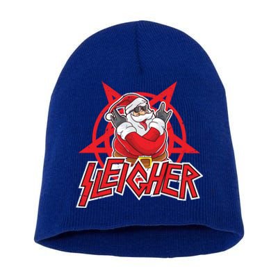 Heavy Metal Christmas Sleigher Hail Santa Claus Rock Music Gift Short Acrylic Beanie