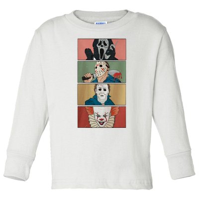 Horror Movie Characters Ghostface Voorhees Halloween Horror Movie Toddler Long Sleeve Shirt