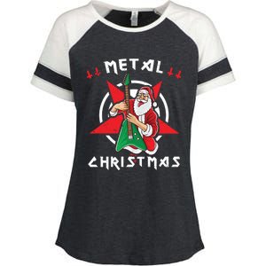 Heavy Metal Christmas Sleigher Hail Santa Claus Rock Music Gift Enza Ladies Jersey Colorblock Tee